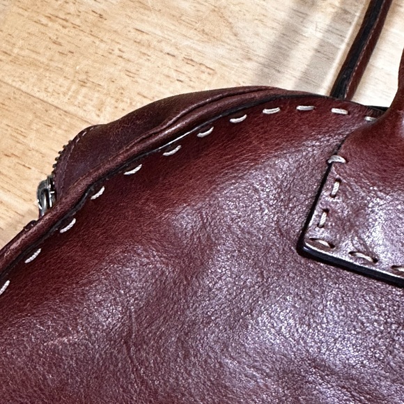 Adrienne Vittadini Burgundy Leather Shoulder Bag - Picture 4 of 6